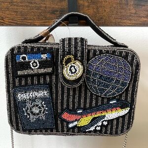 Beaded World Travel Suitcase and Passport Themed Crossbody Bag